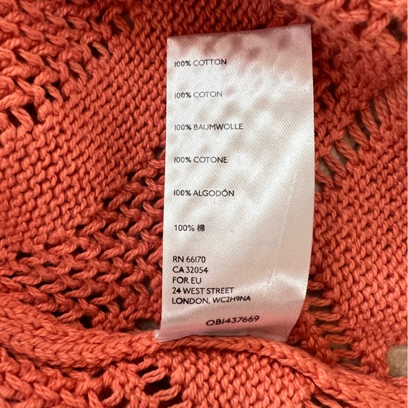 Free People Beach NWT Morgan Fauxchet Knit Tie Front Cardigan in Coral Orange, M - Picture 12 of 14